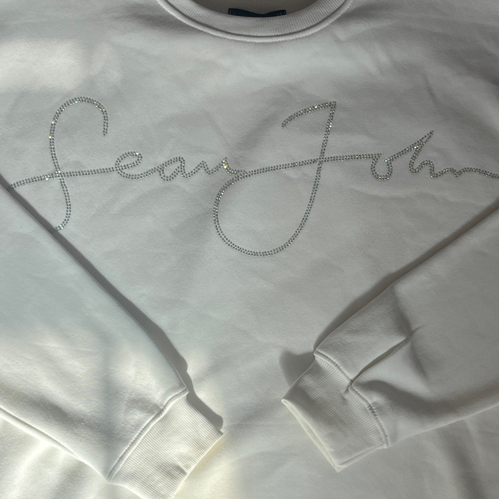 White Sean John Limited Bedazzled Sweatshirt